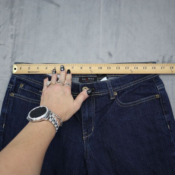 Axcess Pants Womens 12 Blue Bootcut Stretch Denim Mid Rise Button Zip Jeans - Picture 5 of 16